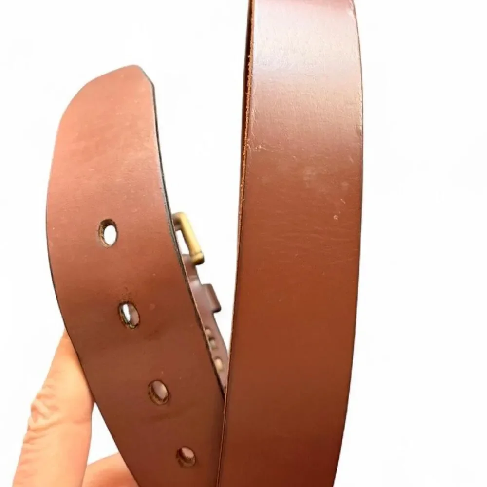 Timberland Men’s Size 34 Brown Leather Belt 1.25” Width Casual Workwear Belt